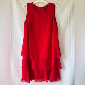 Lauren Ralph Lauren Red Layered Chiffon Dress Size 12 NWT